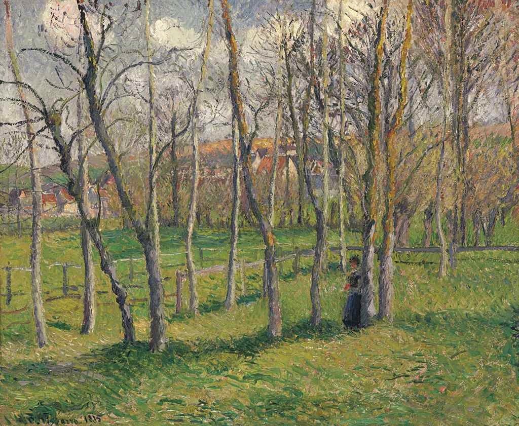 Lucien Pissarro: 8IE-1886-121, Burneville et Bazincourt. Compare: Camille Pissarro, CCP789, 1885, Prairie de Bazincourt, 46x55, A2017/05/15 (iR11;iR10;R116,no789;R2,p445)