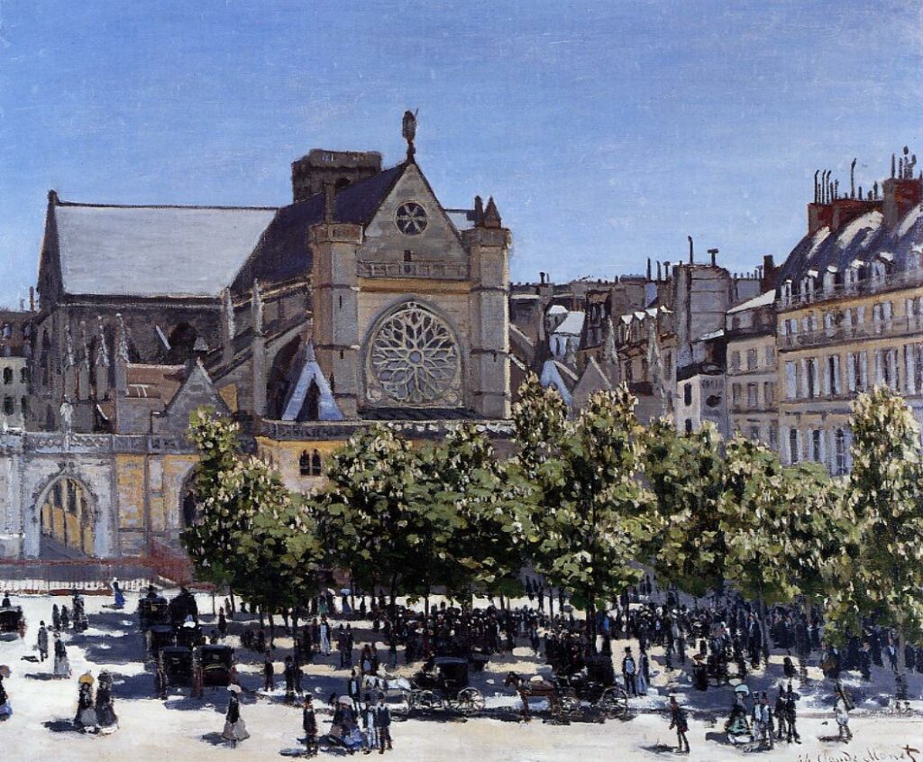 Claude Monet: 1867, CR84, The Church of Saint-Germain-l'Auxerrois, 79x98, NG Berlin (iRx;R22,no84;M52) Provenance: Astruc; Durand-Ruel (1872/06); Hoschedé (sale 1878/06/05, 505fr); Faure (1889ca). =London-5SFA-1872-9 =GP1889-2