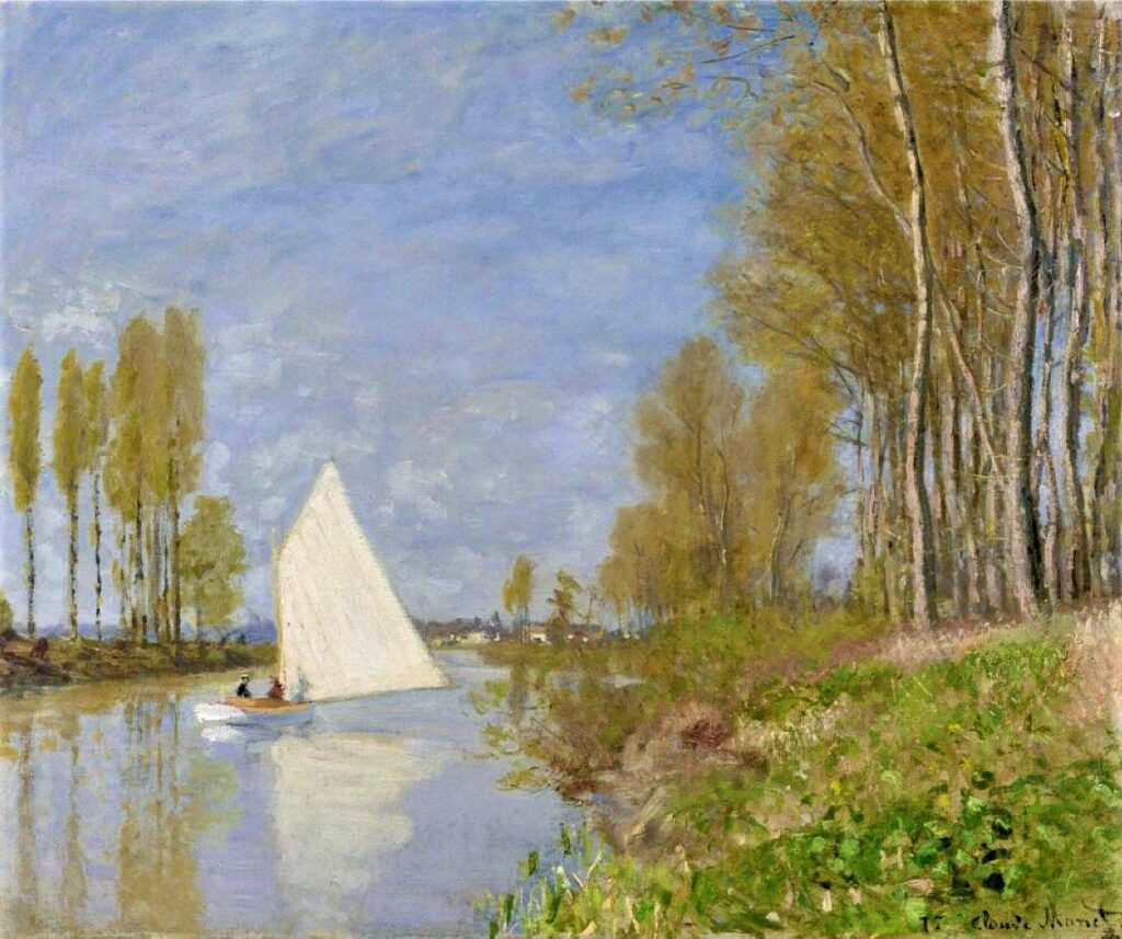 Claude Monet: 1872, CR200, Sailing boat on the small branch of the Seine at Argenteuil, 51x64, private (iR51;iR7;R22,no200) Bought by Durand-Ruel 1873/02/28 (?). =? London-6SFA-1873-120 =GP1889-30