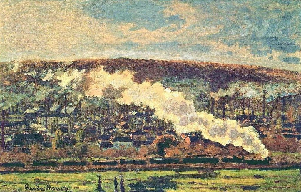 Claude Monet: 1872, CR213, The goods train (Valley of Déville), 48x76, private Japan (iR10;iR94;iR6;iR51;R22IV,p1016+no213) =Vienne-1873 (=EU?; lent by Durand-Ruel) =London-9SFA-1874-119, The railway