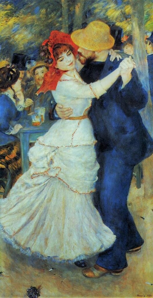 Auguste Renoir: 1882-83, CR438, Dance at Bougival (Paul Lhote + Suzanne Valadon), 179x96, MFA Boston (iRx;R30,no554;R31,no67;R3,p236;R5,p134/5;M22) Deposited at Durand-Ruel 1883/04; =London-1883-66 (priced 600 pound); =New York AAG-1886-204; =DR-1892-83.