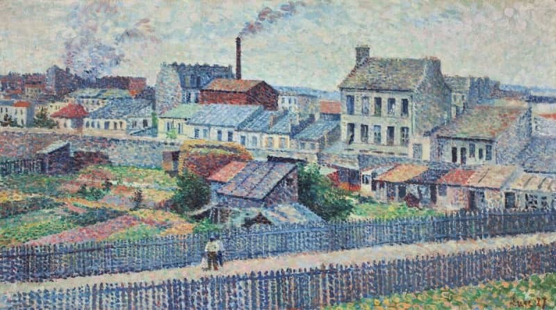 Maximilien Luce (1858-1941): 1887, SDbr, Terrains à Montmartre, Rue Championnet, 46x81, KMM Otterlo (iR10;M72;R56,p65) =!? 4SdI-1888-437, Terrain, rue Championnet =XX-1889 Provenance: Camille Pissarro.
