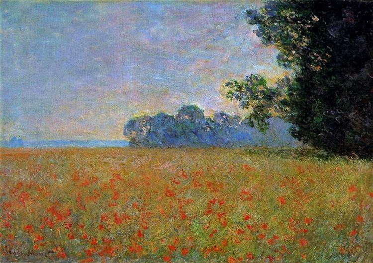 Claude Monet: 1890, CR1258, Oat and poppy field, 65x92, MBA Strasbourg (iR10;iR7;R22IV,p1017+no1258;M212) =? Nantes-1891-110