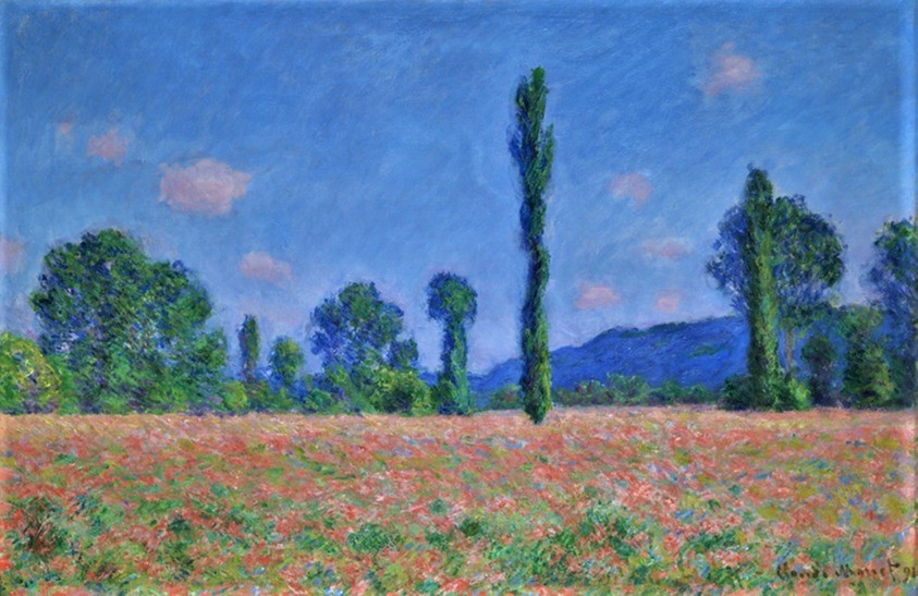 Claude Monet: 1891, CR1253, Poppy field, 61x97, AI Chicago (iR10;M20;R22IV,p1017+,no1253) =? Nantes-1891-110