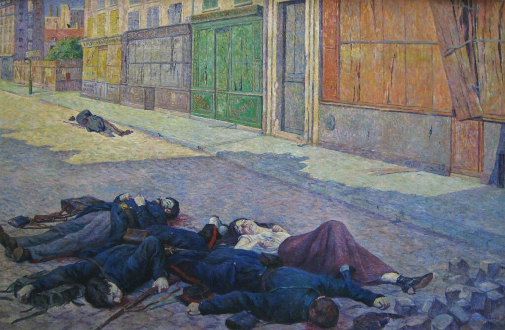 Maximilien Luce (1858-1941): 1903-05, SDbr, A Paris street in May 1871 (The Commune), 150x226, Orsay (iRx;R306,no49) =21SdI-1905-2565 =BJ1907-1 =36SdI-1926-1616