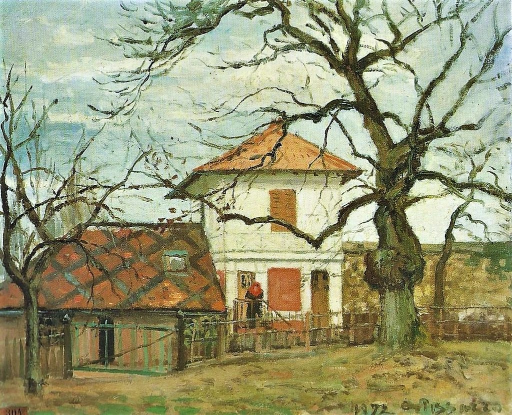 Camille Pissarro: CCP222, 1872, A house in Louveciennes, 38x46, private (iR10;iR94;R116,no222) =Rouen-1872-304