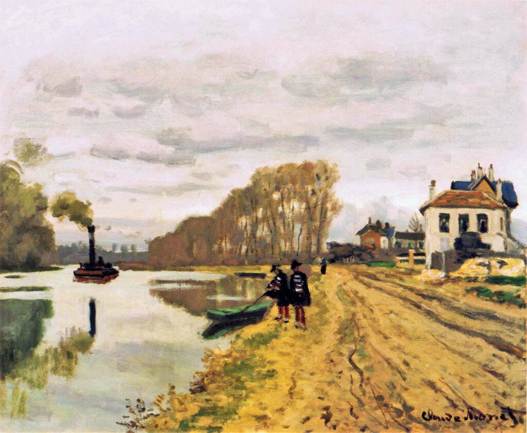 Claude Monet: 1870, CR149, Infantryguards wandering along the river (at Bougival), 54x65, A1993/11/02 (iR10;iR64;iR15;R22IV,p1016+CR149) Reims-1873, lent by Durand-Ruel