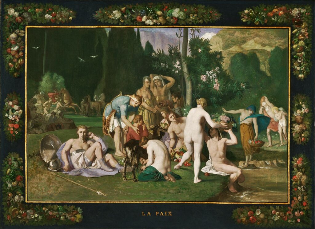 Puvis de Chavannes (1824-98): 1867, Peace, 109x149, Philadelphia MA (iR6;iR1;R231=iR19;M28) =EU-1867-526-2, La Paix (3rd class medal). Compare: S1861-2621, Concordia (Peinture murale)