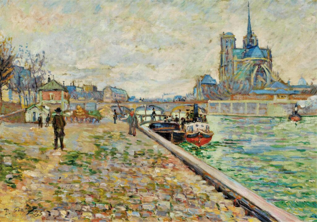 Paul Signac: 1885, CR87, opus95, Quai de la Tournelle, temps gris, 46x55, A2011/11/02 (iR10;iR15;R106,no87) =? 22SdI-1906-? Traded with Père Tanguy for a work by Cézanne.