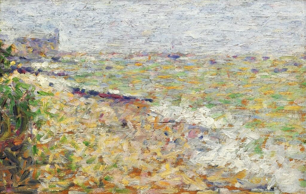 Georges Seurat: 1885, DR142, (Étude) Le mouillage à Grandcamp (The anchorage), on wood, 16x25, A2018/03/23 (iR11;iR6;iR2;R229,p1584;R183,no142) =21SdI-1905-15