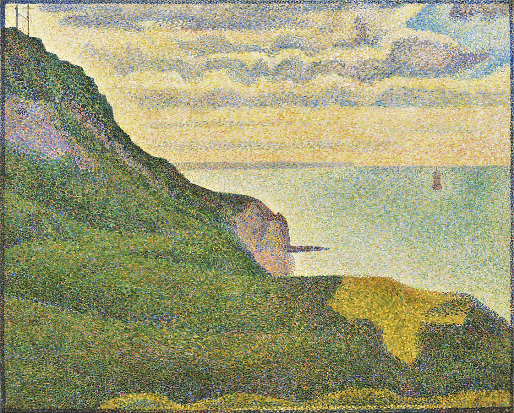 Georges Seurat: 1888, DR185, Seascape at Port-en-Bessin, Normandy (Les grues et la percée), 65x81, NGA Washington (iR6;R40,p74;R183,no185;R207,p129;M21) =6SdI-1890-732 =8SdI-1892-1102 =SdI-R-1926-3218