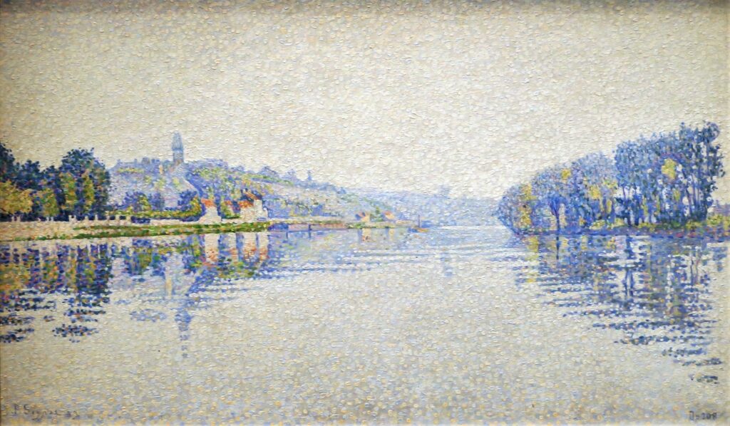 Paul Signac: 1889, CR196, opus 208, The Seine at Herblay (bords de rivière), 33x55, Orsay (iR10;iR6;R39,no39;R17,p168;R106,no196;M1) =8XX-1891 =7SdI-1891-1111