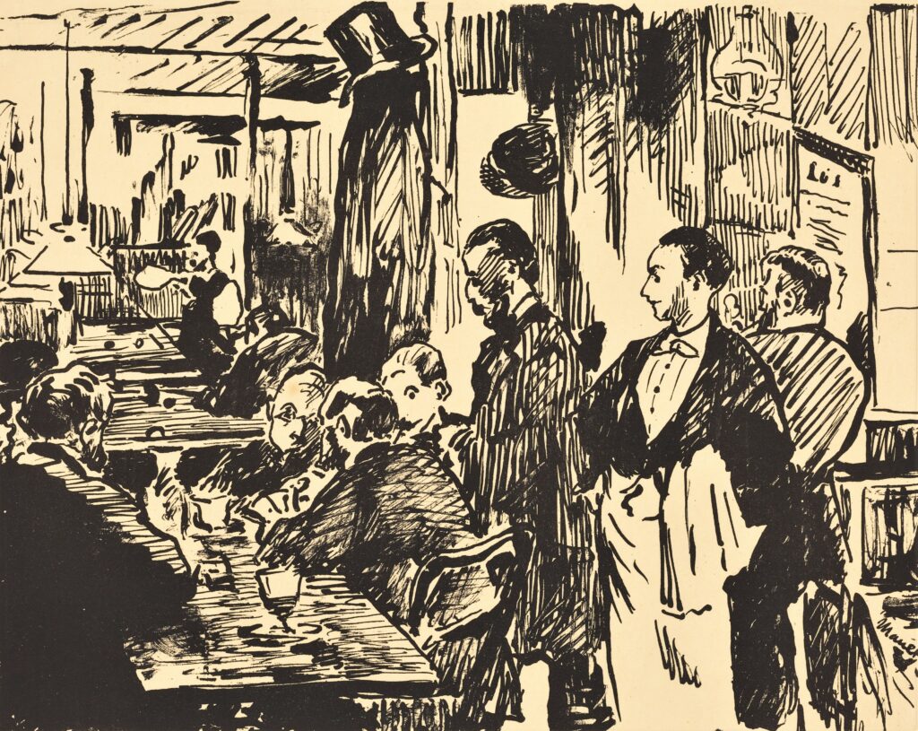 Édouard Manet: 1869, Au café (Guerbois), litho, 26x33, NGA Washington (iR10;M21;R207,p38)