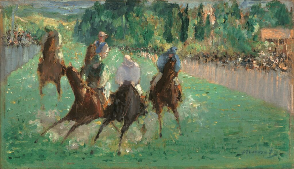 Édouard Manet: 1875ca (1864-77), RW97, At the races, on wood, 13x22, NGA Washington (M21;iR10;R71,no86D;R120,no97) =NY-NAD-1886-15