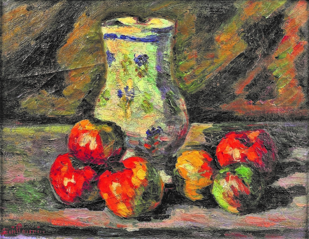 Armand Guillaumin: 1880-84ca, Still-life with apples, 19x24, A2016/04/04 (iR6;iR11;cpR310,no84) =?? BJ-1907-32, Pichet et pommes =?? EB-1909-12, Pommes et Cruchon