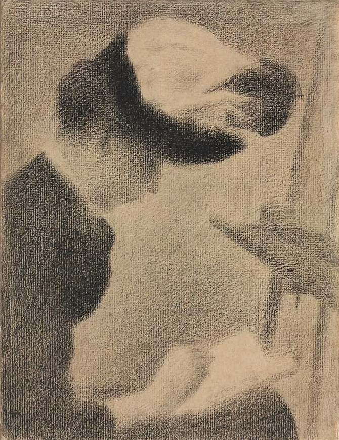 Georges Seurat: 1884-88ca, Woman with a drawing pad, conté, 29x22, Harvard Cambridge (iR6;R40,p35;R207,p126;M32) =!? 4SdI-1888-622, Jeune fille
