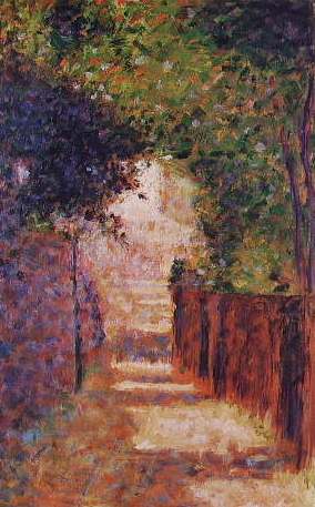 Georges Seurat: 1884, DR104, Saint-Vincent street, Montmartre, spring, 25x16, Harvard Cambridge (iR6;iR11;R183,no104;R229,p1583;M32) =8SdI-1892-1111