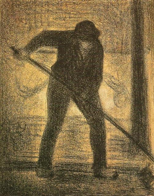 Georges Seurat: 1887-88ca, The Garbage Picker, dr, 31x24, MCC Rio de Janeiro (iR6;R207,p126) =SdI-1888-621, Balayeur