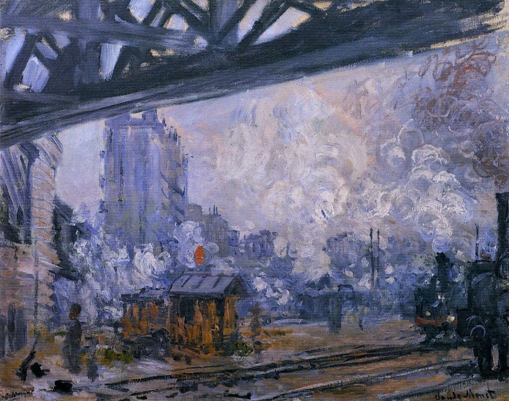 Claude Monet: CR447, 1877, Exterior View of the Saint-Lazare Station, 64x81, private (iR7;R22,no447) =?? 3IE-1877,no.116-118, Intérieur. Provenance: 1878/03/10 Gustave Caillebotte; 1896, Martial Caillebotte.