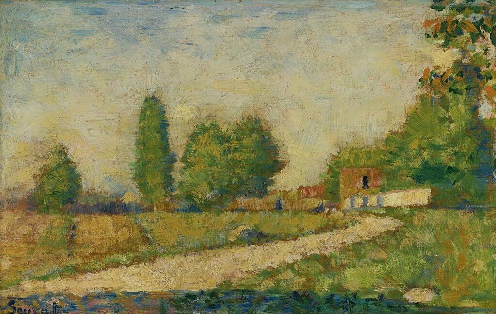 Georges Seurat: 1882-83ca, DR68 PC60, Au bord du village (environs de Paris), 17x26, Axx (iR6;iR14;R183,no68) =?? NY-AAG-1886-133, 12 studies