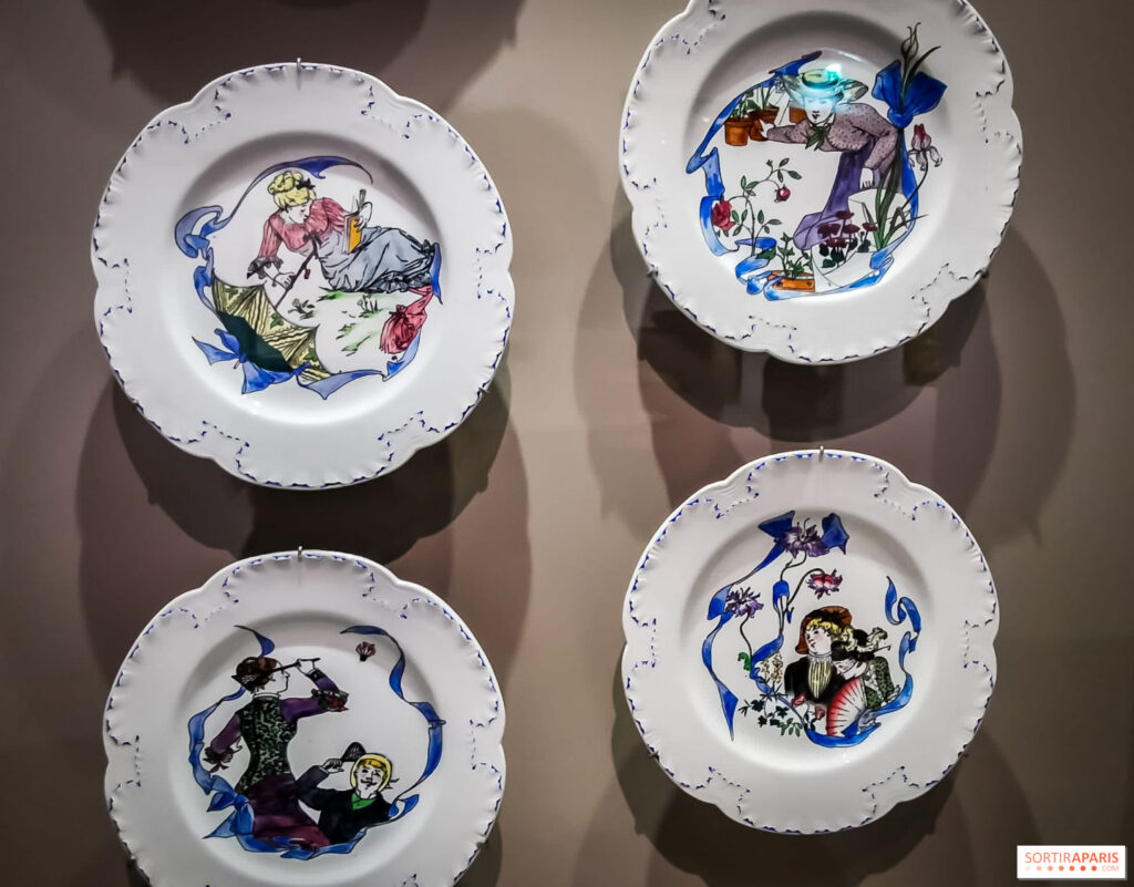 Marie Bracquemond: 1879, Plates, service with flowers and ribbons, d27, private (iR10;aR22;R168,p234=no.4) Part of an exhibition in the Orangerie in 2022 (M3).
