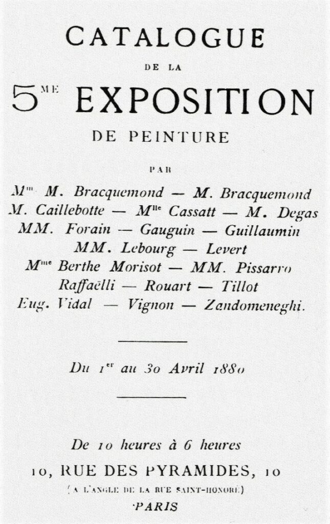 1880, Catalogue de la 5me Exposition de Peinture = 5th 'impressionist' exposition (R2,p310;R90I,p259)