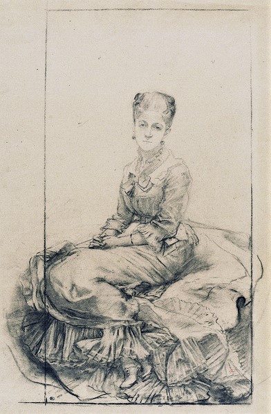 Marie Bracquemond: 18xx (HW: 1877-80ca), Femme, assise (study for The Lady in white), dr, 55x38, DAG Louvre (aR6;iR127;iR23;M5)