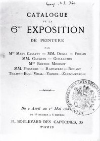 1881, catalogue 6me exposition de peinture = 6th 'impressionist' exposition (iRx;R2,p353;R90I,p325)