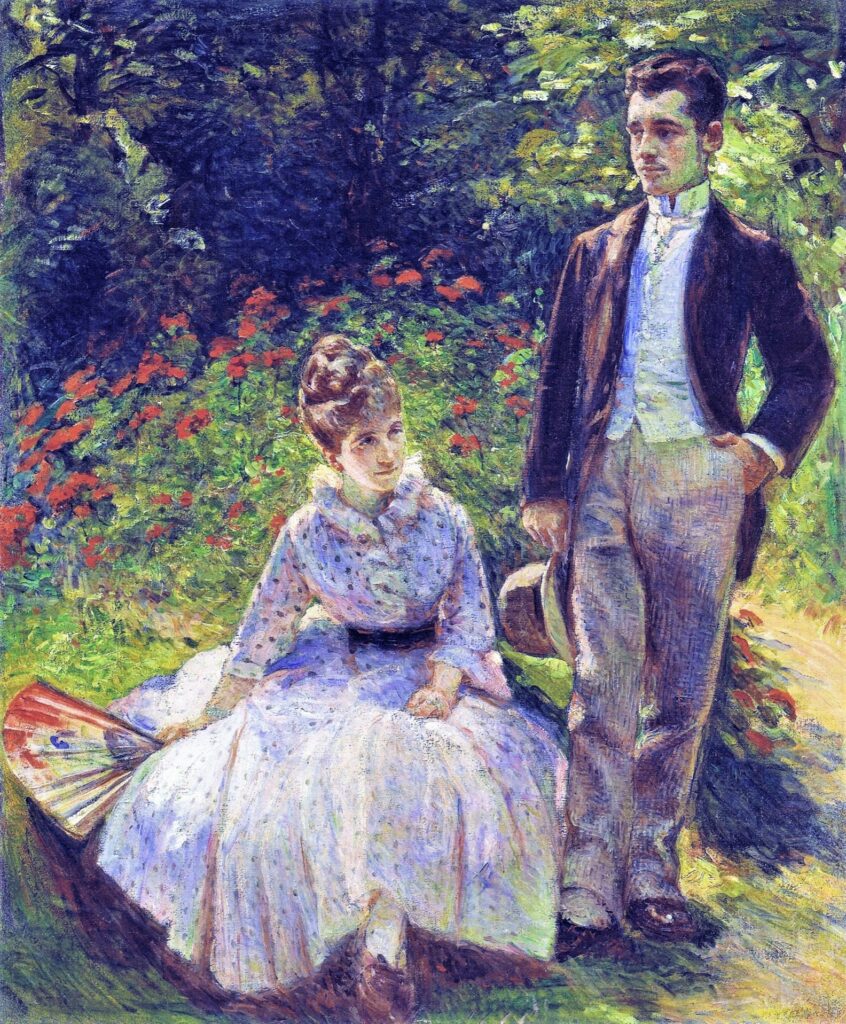 Marie Bracquemond: 1886ca, Pierre (b.1870) and his aunt Louise (b.1849) in the garden at Sèvres, 55x46, A2008/12/22 (aR18;iR2;iR13;iR6;iR22;aR17;R168,p246+303)