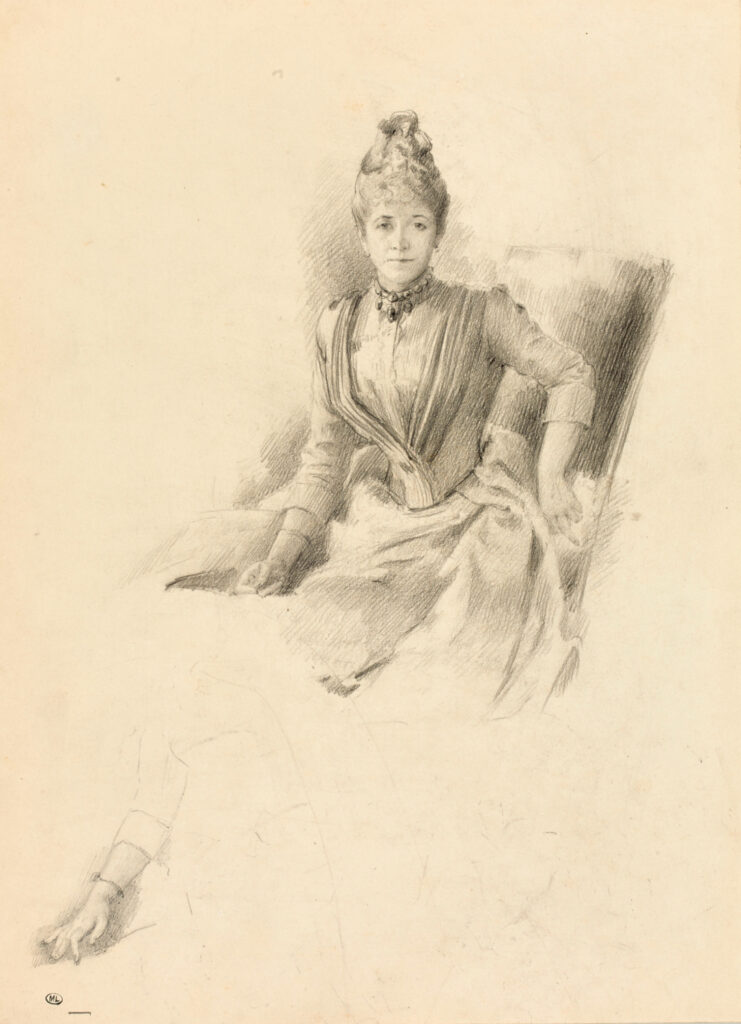 Marie Bracquemond: 18xx, Dame assise, bras gauche en arrière, dr, 36x26, DAG Louvre (aR14;iR127;iR23;iR10;M5)