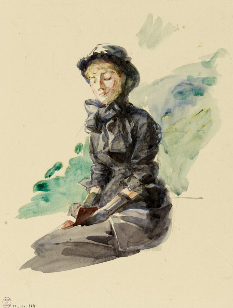 Marie Bracquemond: 18xx, Femme assise, aquarelle, 28x22, MPP Paris (iR195;M4)