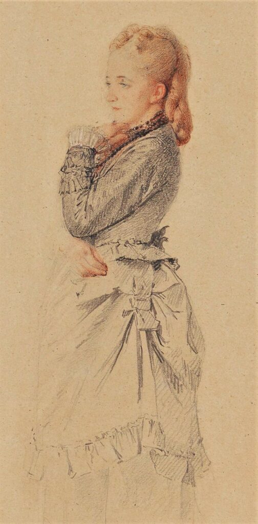Marie Bracquemond: 18xx, Portrait de sa soeur (detail), dr+g, 50x33, MPP Paris (iR195;M4)