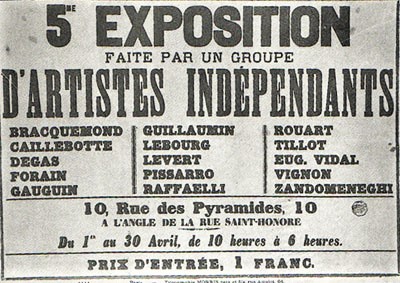 Poster 1880, 5me exposition d'artistes indépendants = 5th 'impressionist' exposition (iRx;R2,p296;R3,p229;R5,p116)