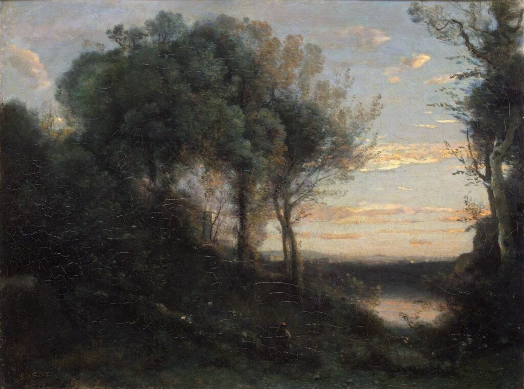 Corot (1796-1875): 1855-64 ca, Evening, 35x46, Hermitage (iR2;R15,p65;M95)
