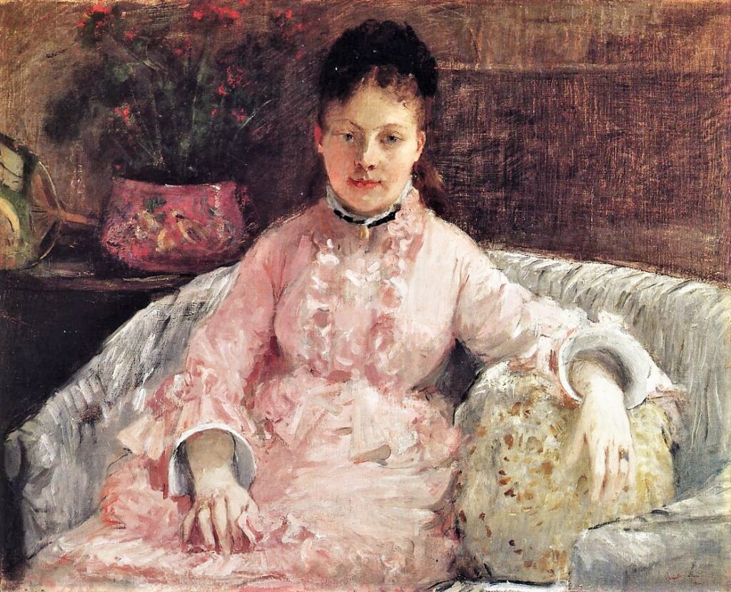Berthe Morisot: 1870ca, 1CR31=2CR31, The Pink Dress (Albertie-Marguerite Carré), 55x67, Metropolitan (iR2;M23;iR8;R2,p355;R90II,p182;R186,no31) Expos: =? 6IE-1881-58, Jeune femme en rose; DR1902-46.