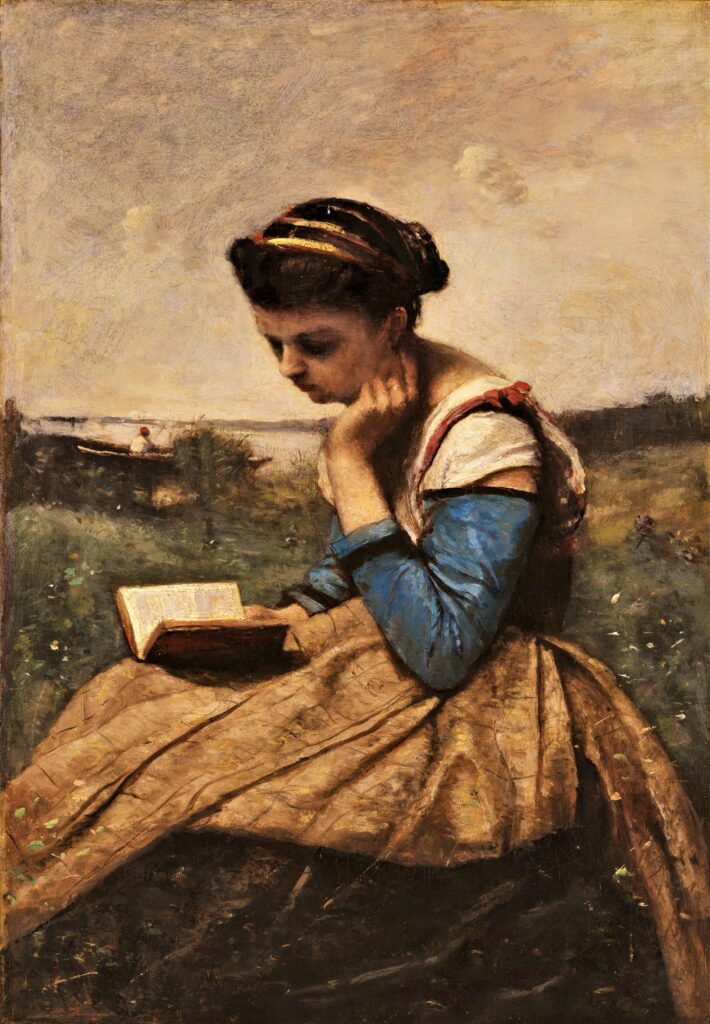 Corot (1796-1875): 1869, Une Liseuse, 54x38, Metropolitan (M23;R222,p129;R14,p70) =S1869-550, Une liseuse