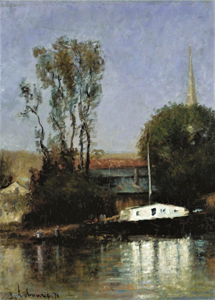 Albert Lebourg: 1871, SDbl, Un bateau sur la Seine, on board, 33x25, A2007/07/12 (iR11;iR2;iR17)