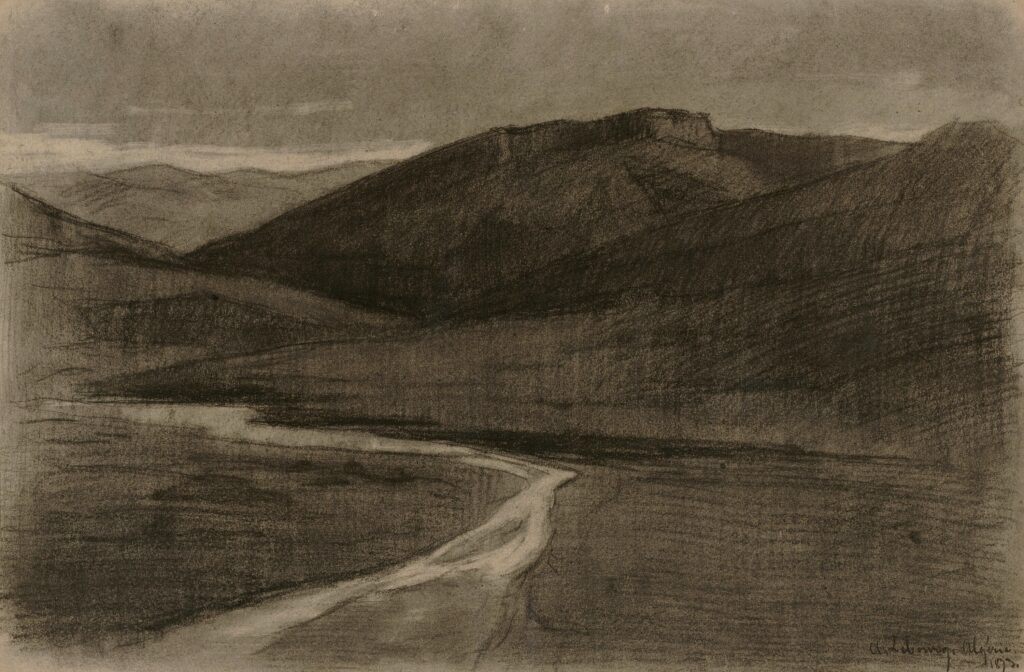 Albert Lebourg: 1873, SDbr, Algerian landscape, chalk + charcoal, 30x45, AI Chicago (M20;iR155;aR6;R2,p312) =?? 5IE-1880-103, Dessin (Fusain).