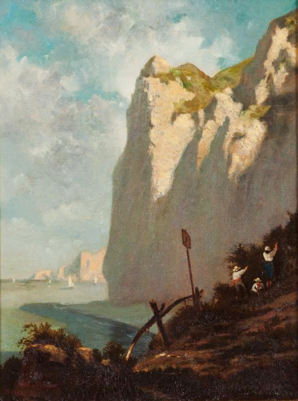 Albert Lebourg: 1873, SDbl, Recoult des mourons (Picking berries at the Berck cliffs), 40x30, A2022/03/16 (iR17;iR11) =?? 4IE-1879-108, Marine