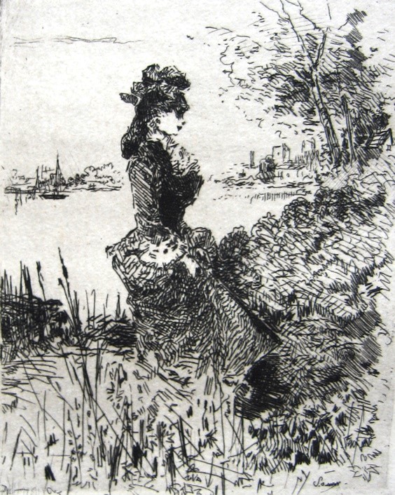 Henry Somm: 1876, La dame au sonnet (illustration for Pierrot en prison), etch, xx, BNF Paris (aR2;iR40)