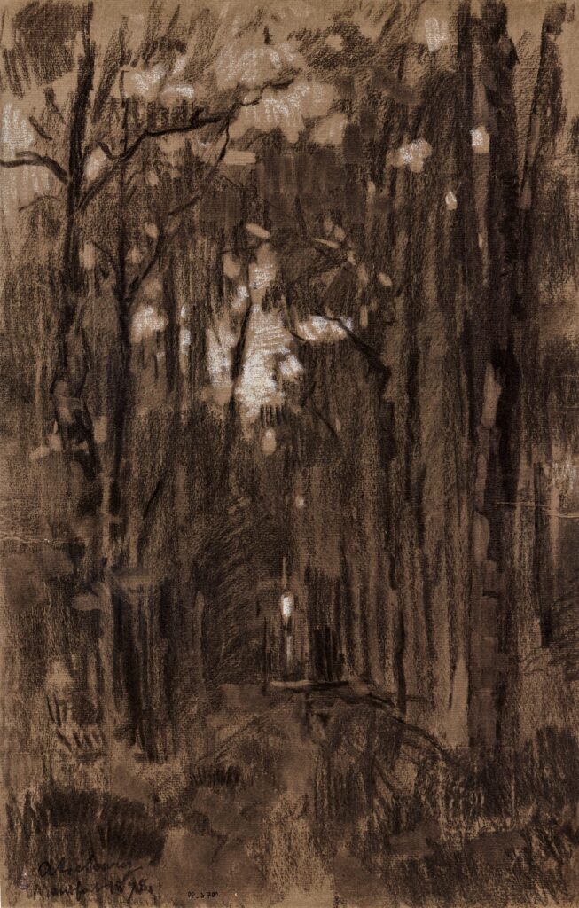 Albert Lebourg: 1878, SDbl, Intérieur de forêt (Montfort), fusain, 48x31, MPP Paris (iR195;M4;R2,p312) =?? 5IE-1880-101, Dessin (Fusain)