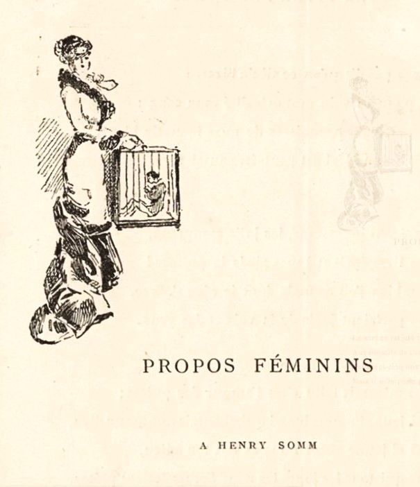 Henry Somm: 4IE-1879-230-6, (Propos féminins) dessin à la plume pour servir à l’illustration du Livre des Baisers, de V. Billaud =? 1879, Le Livre des baisers, Propos féminins, dr (aR9;iR10;R90I,p243;R2,p270)
