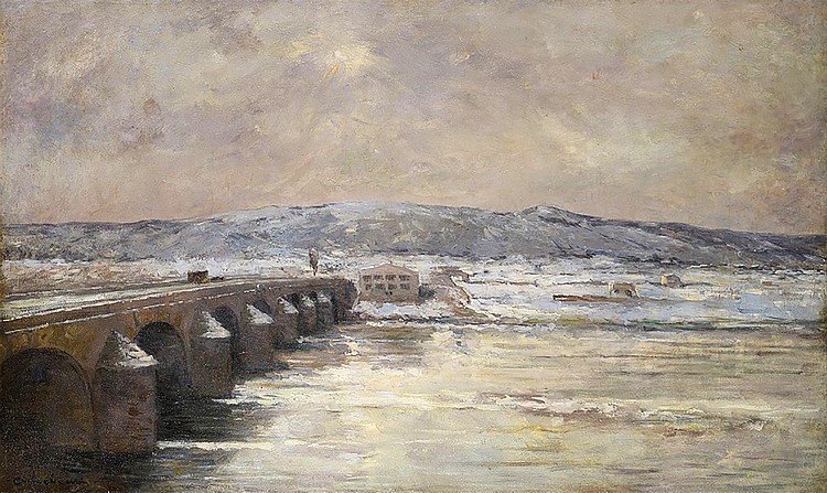 Albert Lebourg: 1887ca, Sbl, Pont du Château, 62x102, A2016/07/24 (iR17;iR1) =?? SNBA-1892-644, Pont du Château (bords de l’Allier)