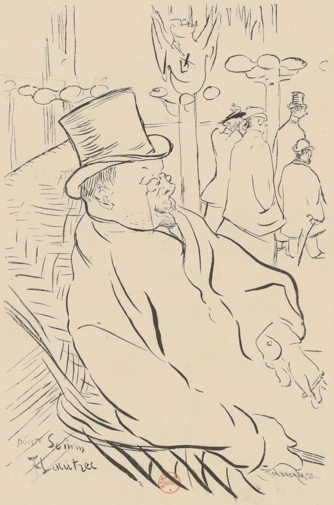 Toulouse-Lautrec: 1892 (or 1897), Caricature d'Henry Somm (for Les Hommes d'aujourd'hui), lithograph, xx, BNF Paris (iR40,btv1b53233692m_1;iR26;iR6;iR82;iR10)