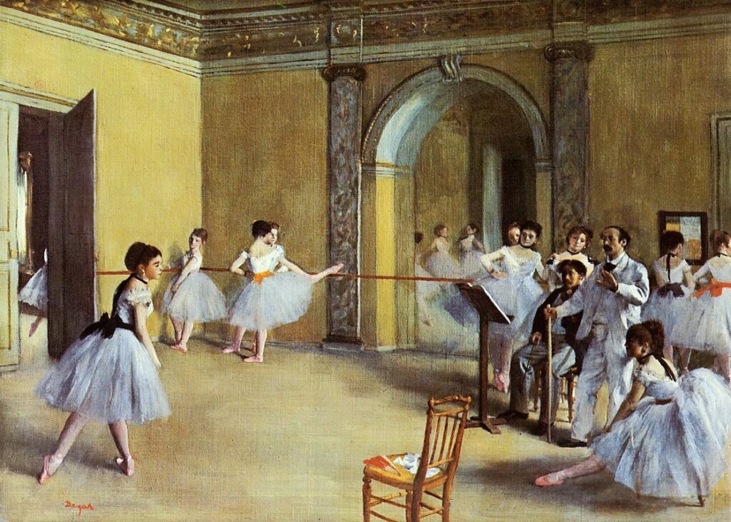 Edgar Degas: 1872ca, CR298, Dance Class at the Opera, oil, 32x46, Orsay (iR53;iR2;iR23;aR23;R26,no292;M1) Provenance: Durand-Ruel 1872/08; Louis Huth 1872/12-1888. expo London-5SFA-1872-hc.