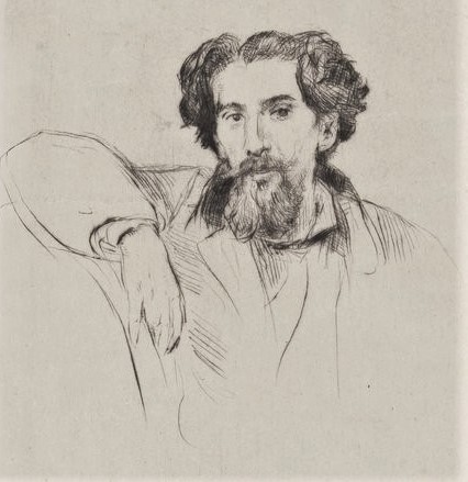 Marcellin Desboutin: 2IE-1876-70-2, Portraits (gravure à la pointe sec) =?? 1876, Henri Guérard, painter (d), etch ps 1st, 22x13, BNF Paris (iR40,btv1b10524519c;R85XIII,no49;aR10,no89;R158,no115)