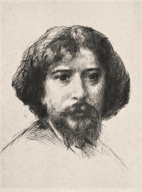 Marcellin Desboutin: 1878, Portrait of Alphonse Daudet (d), etch ps, 12x8, MNCh Compiègne (iR127;iR6;iR23;iR40;R85XIII,no125;M200)