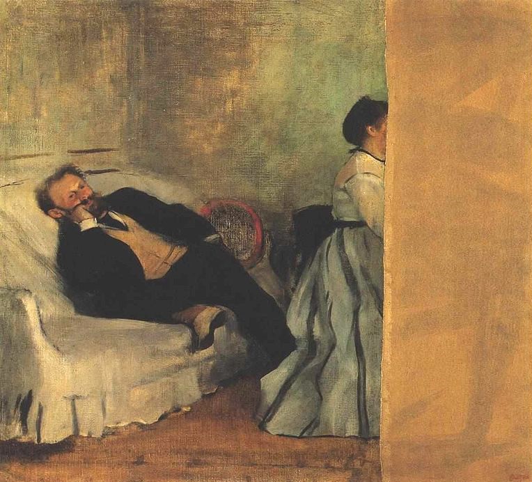 Edgar Degas: 1868-69, CR127, Édouard Manet et Mme Manet, 65x71, Kitakyushu MMA (iR6) Note: this painting let to a dispute.