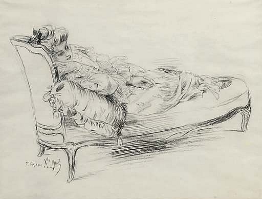 Franc Lamy: 1903, SDbl, Lady reclining, dr, 35x46, A2007/09/12 (iR17;iR13;iR10)