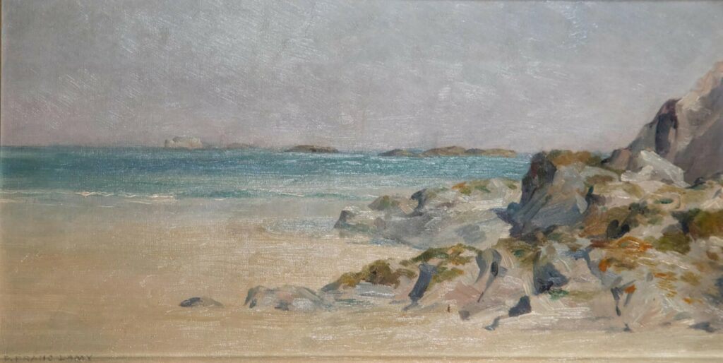 Franc Lamy: 1xxx, Sbl, Rochers sur la plage, 20x38, A2021/04/02 (iR17;iR13;iR10)